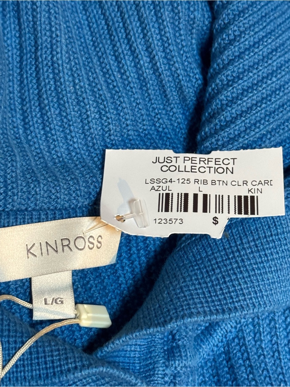 Kinross Women's Bright Blue Ribbed Button-Front Cardigan